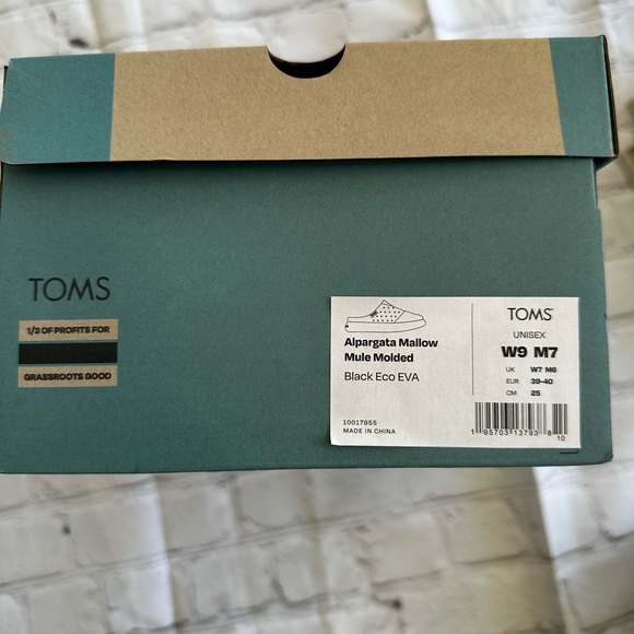 TOMS Alpargata Mallow Molded Mules Unisex Black Flats Casual Women size 9, Men 7 - Picture 4 of 7